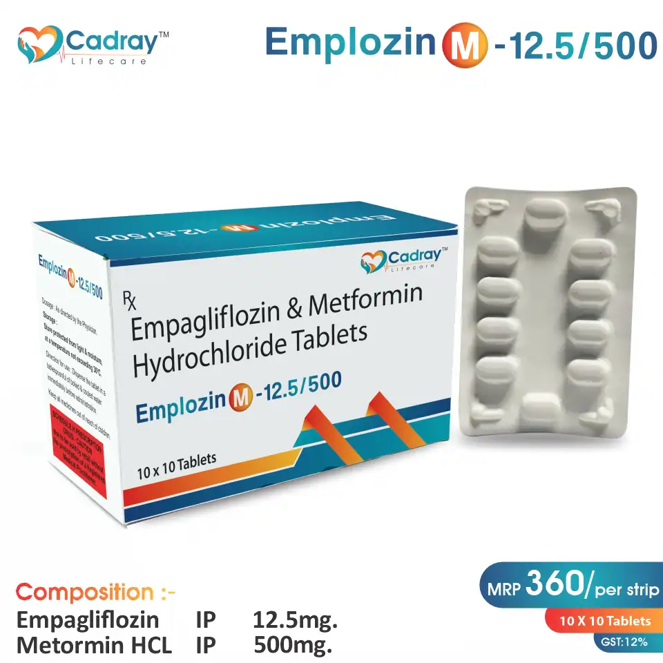 Empagliflozin (12.5mg) + Metformin (500mg) at the best price in PCD Pharma Franchise for SGLT2 Inhibitor and Type 2 Diabetes Management.